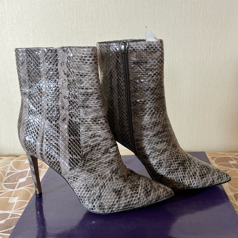BCBGMaxAzria Snake Print Ankle Boots - Gray